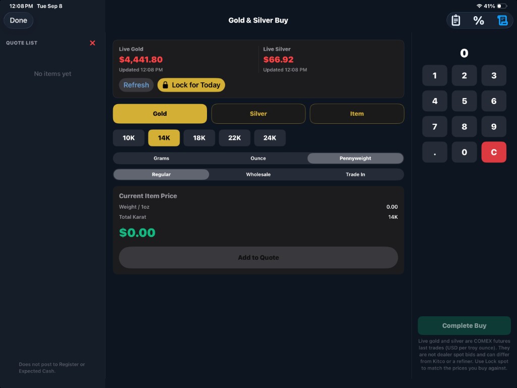 Gold and Silver Buy on iPad