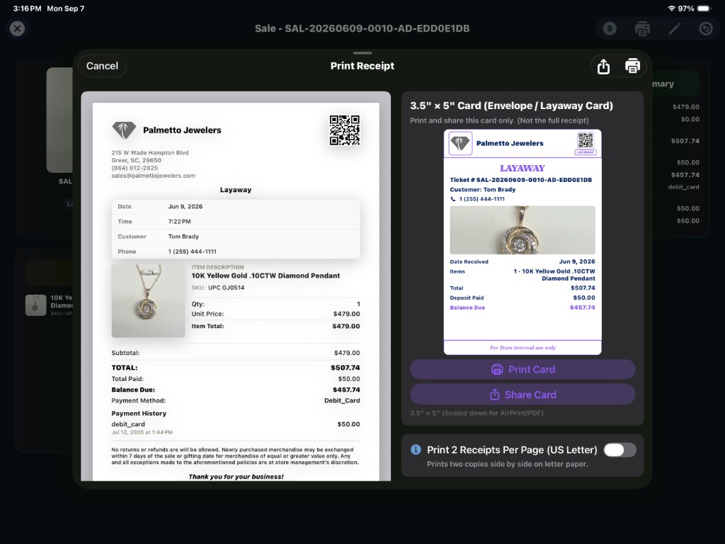 Print Receipt on iPad