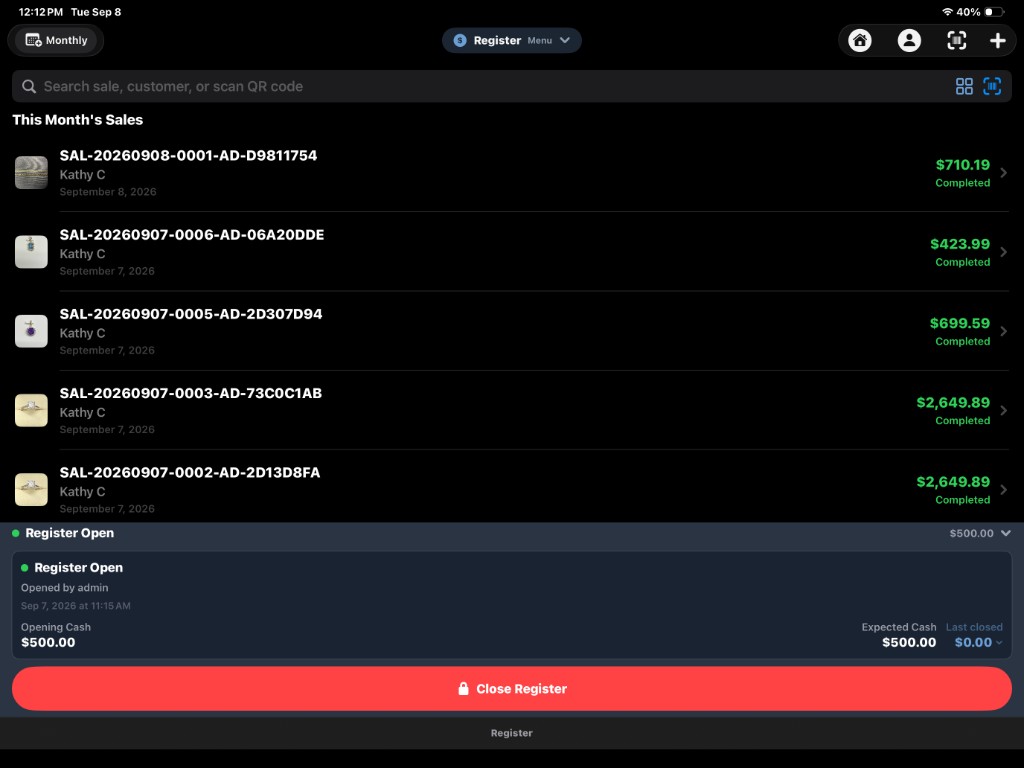 Register on iPad