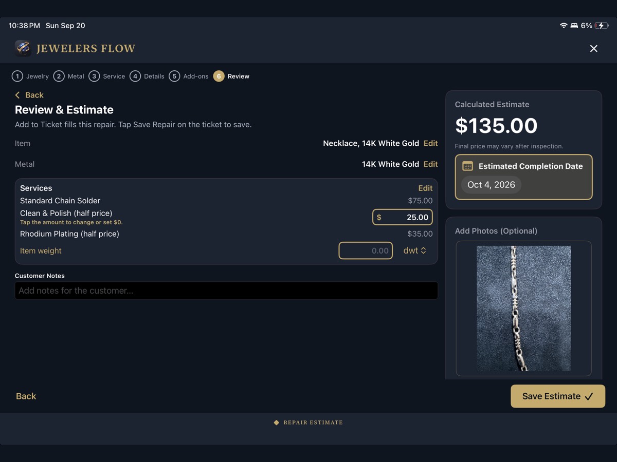 Repair estimate review on iPad