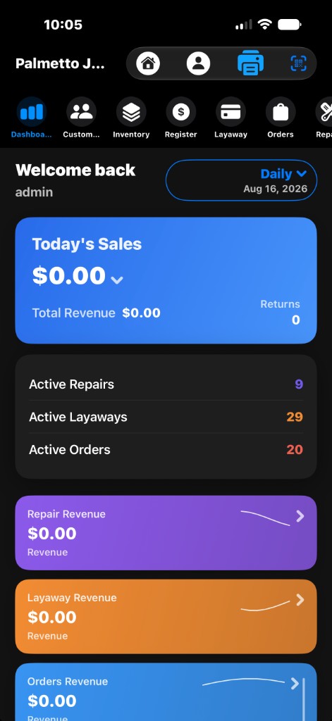 Dashboard on iPhone