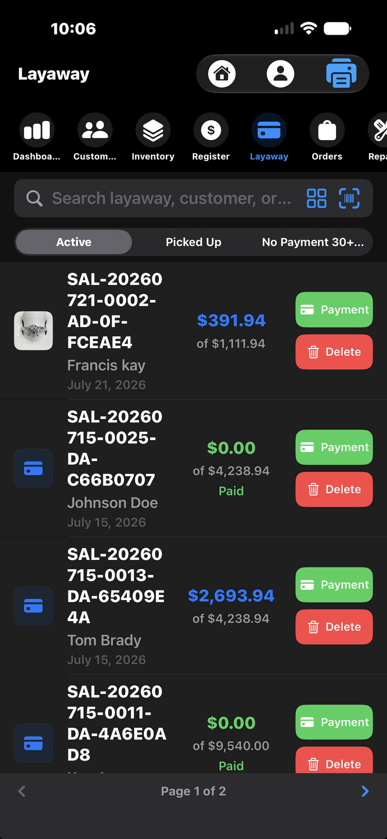 Layaway on iPhone