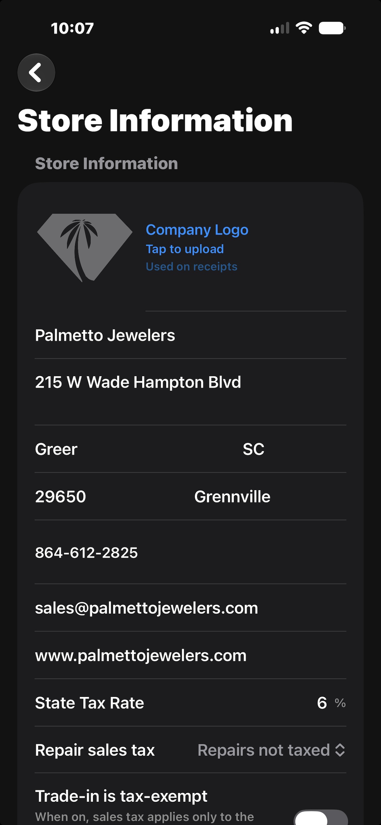 Store info on iPhone